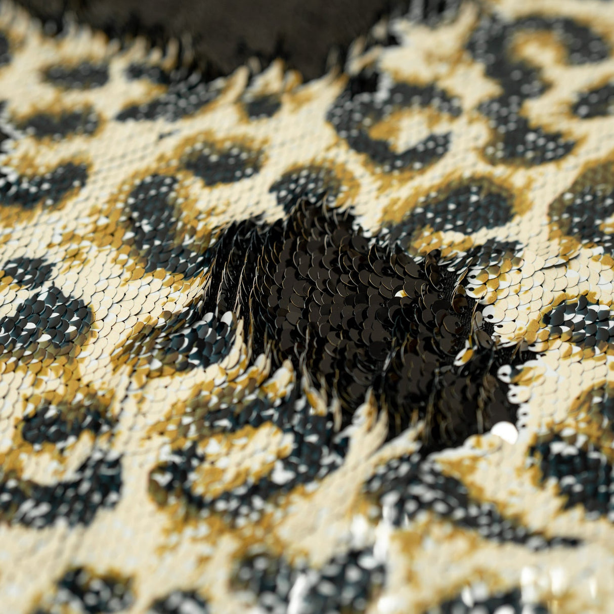 Flip Sequin Spandex Cheetah Print Black