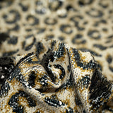 Cheetah Printed Flip Sequin Spandex Fabric - Cheetah Spots, Black Reverse, 55/56" Width (1 Yard)