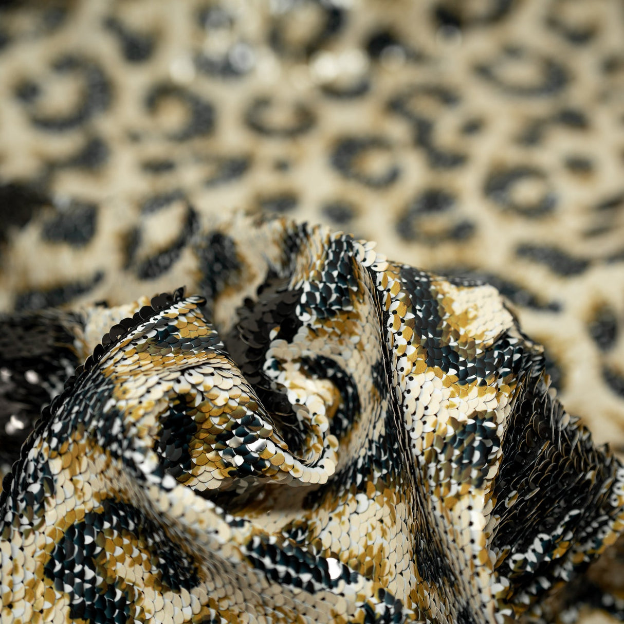Flip Sequin Spandex Cheetah Print Black