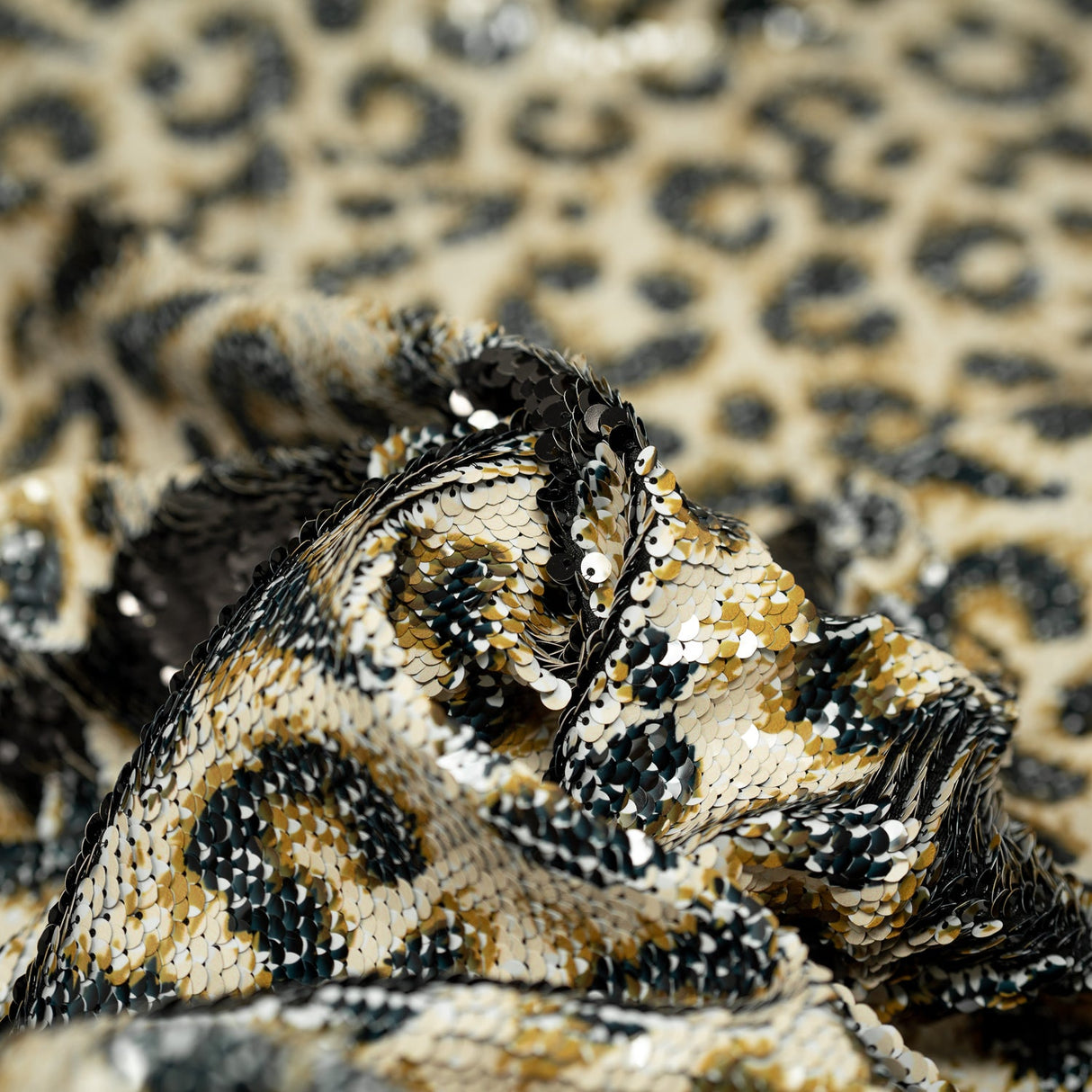 Flip Sequin Spandex Cheetah Print Black