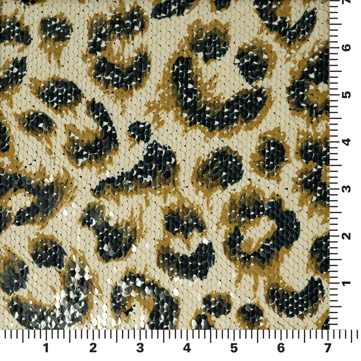 Cheetah Printed Flip Sequin Spandex Fabric - Cheetah Spots, Black Reverse, 55/56" Width (1 Yard)