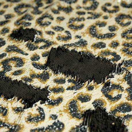 Flip Sequin Spandex Cheetah Print Black