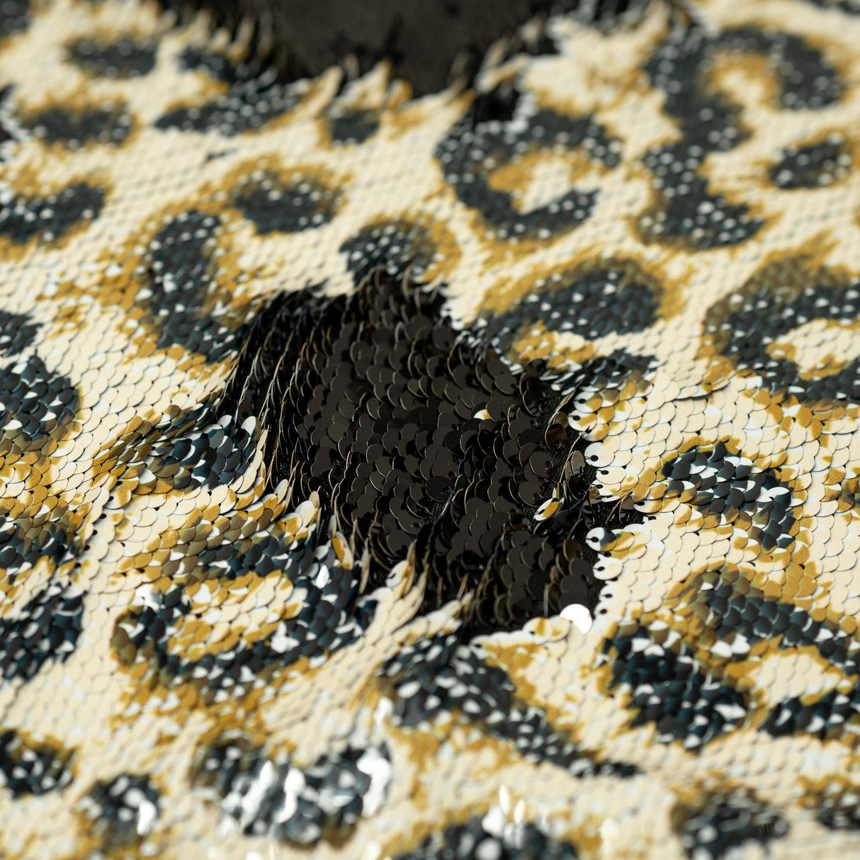 Flip Sequin Spandex Cheetah Print Black