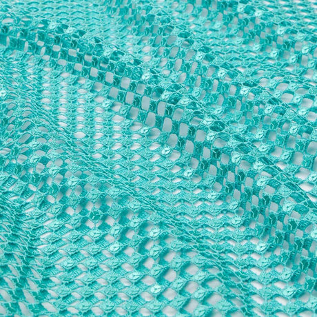 Chequered Knitted Lace Sequin Fabric - Silver, Aqua, Black, Red, Gold, 52/54" Width, 200 Gsm (1 Yard)
