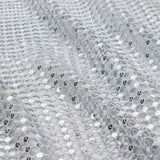 Chequered Knitted Lace Sequin Fabric - Silver, Aqua, Black, Red, Gold, 52/54" Width (1 Yard)