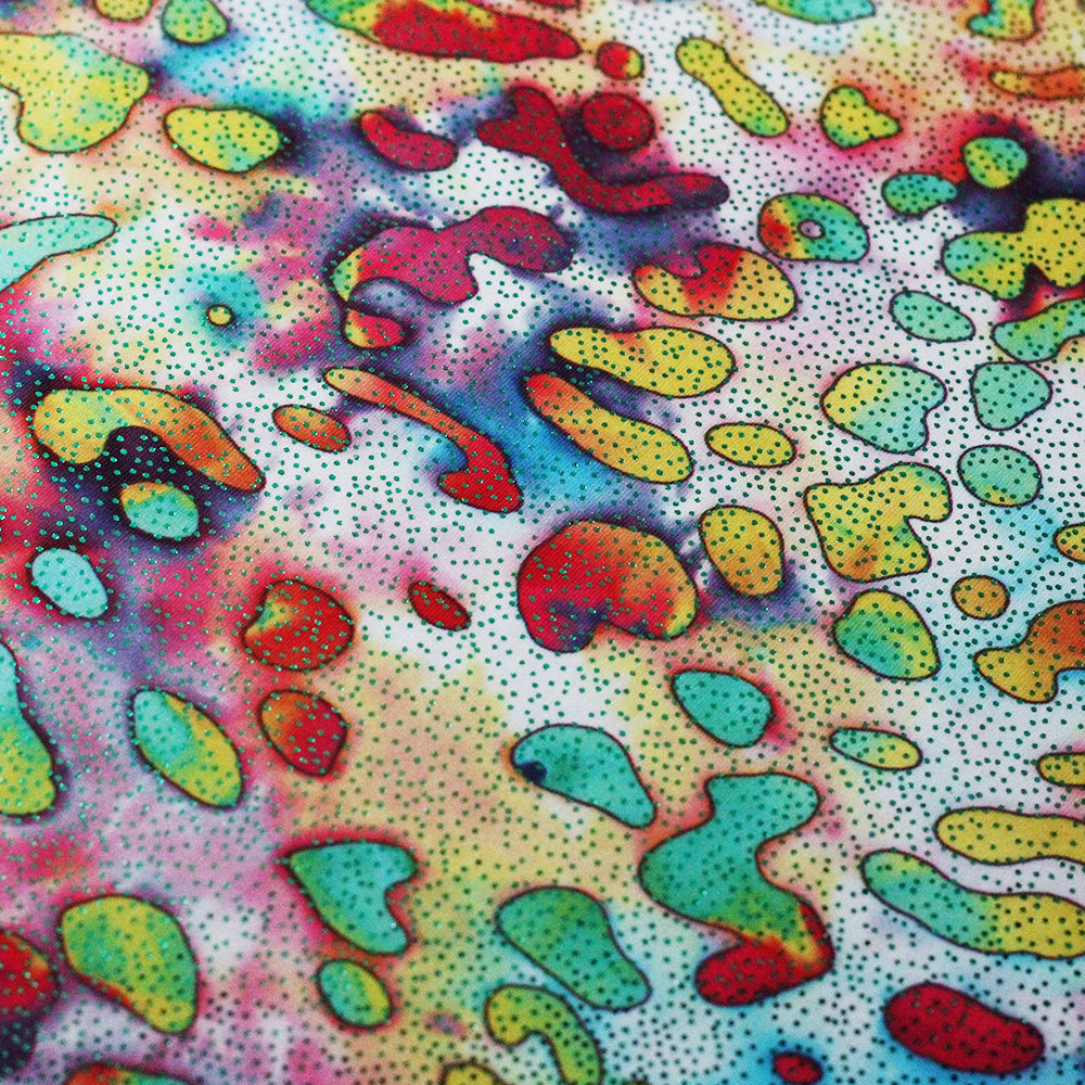 Cherry Cheetah Polyester Spandex Fabric - Multicolor Circle Print, 58/60" Width (1 Yard)