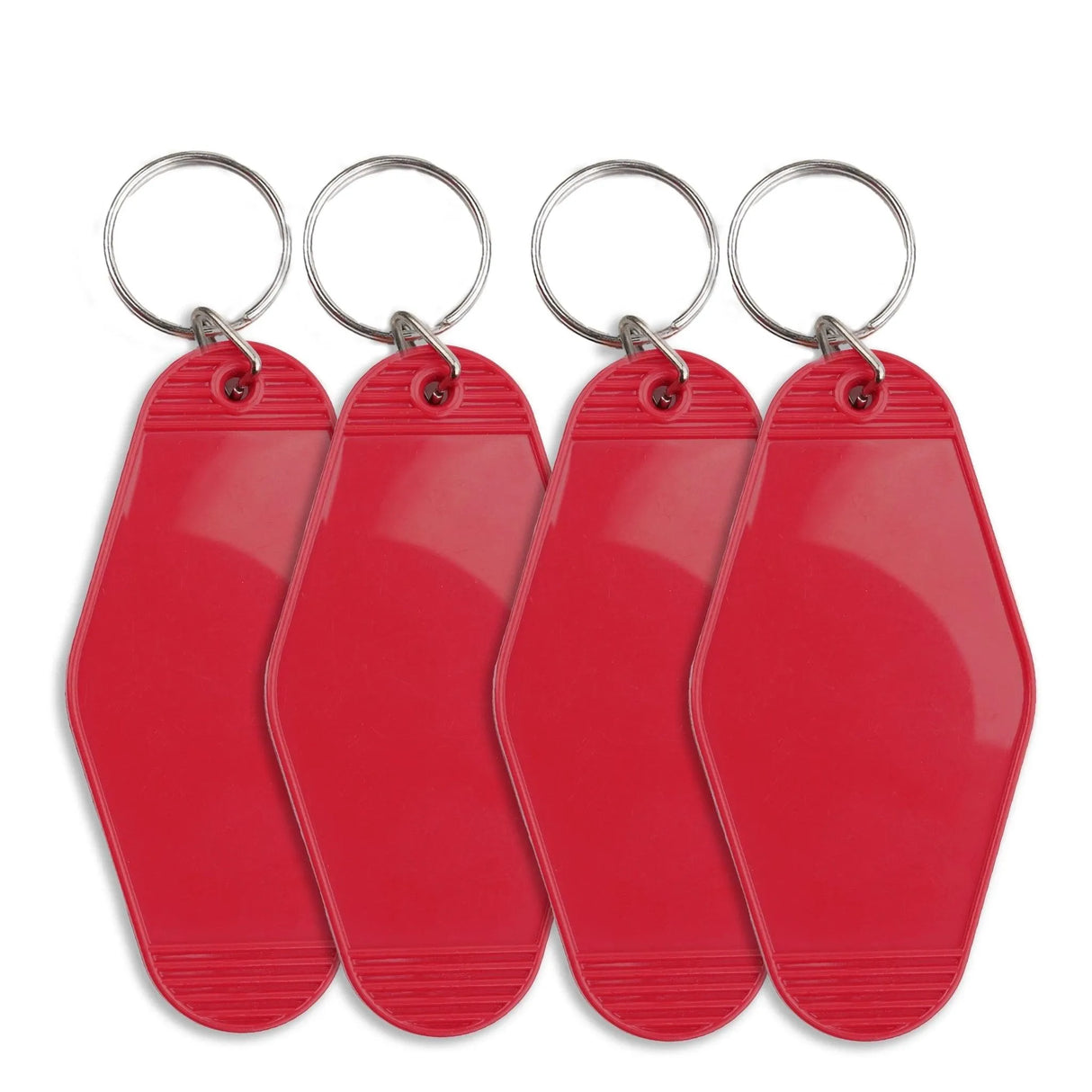 Retro Motel Keychain with Silver Ring - Cherry Red (4 per Set)