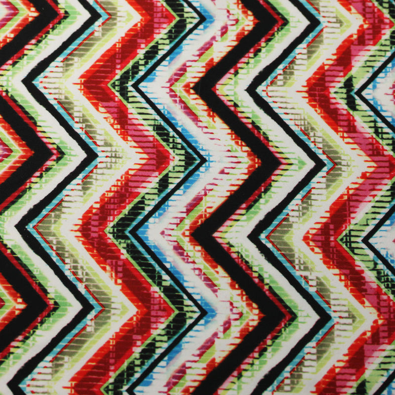 Chevron Pop Polyester Spandex Fabric - Multicolor Chevron Zigzag, 58/60" Width (1 Yard)