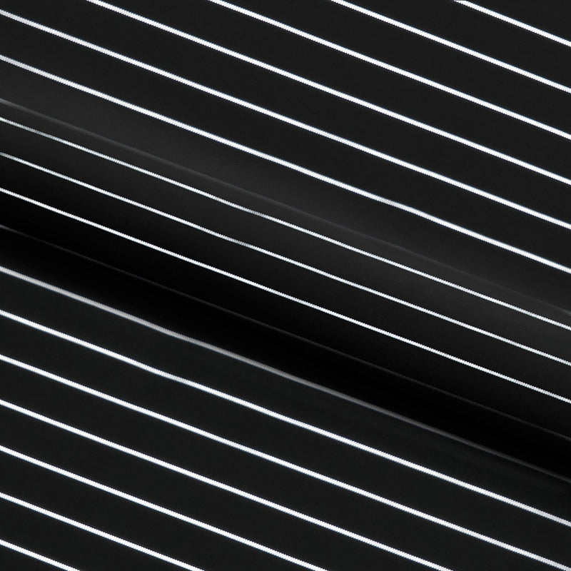Foiled Line Spandex Fabric Black Silver