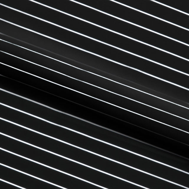 Foiled Line Spandex Fabric Black Silver
