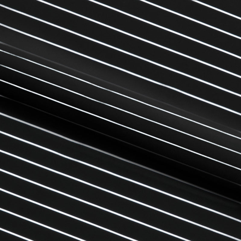 Chicago Foiled Line Nylon Spandex Fabric - Foiled Line, Black/Silver, Black/Gold, White/Silver, 55/56" Width (1 Yard)