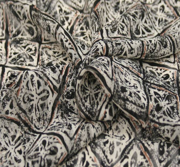 1 Yard Ivory or Black Shadow Stripe Chiffon Sheer Crinkled Polyester, Width 58/60"