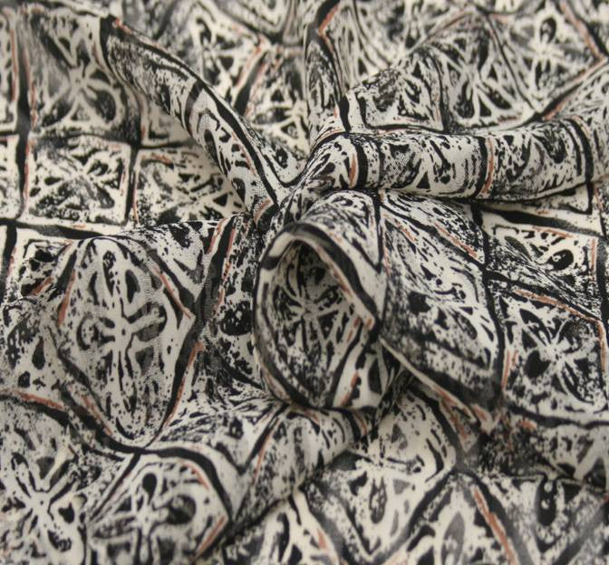 Shadow Stripe Chiffon 1D641 100 Percent Polyester Fabric - Ivory Black Shadow Stripe, 58/60" Width (1 Yard)