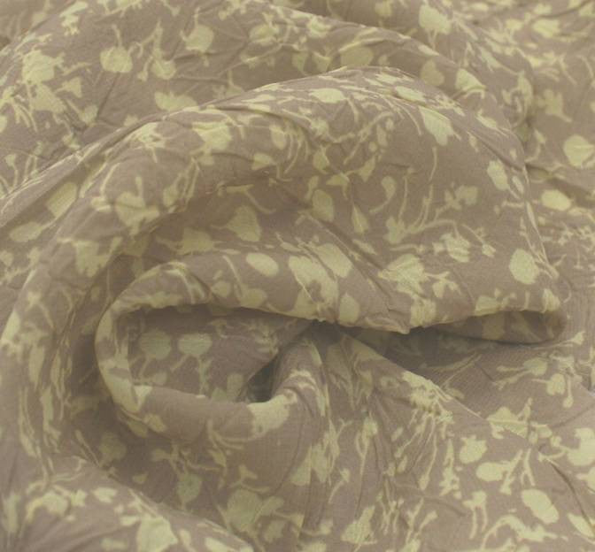 Chiffon Crinkle Print D#849-13132 100% Polyester Fabric - Taupe/Yellow, Crinkled Print, 53" Width (1 Yard)