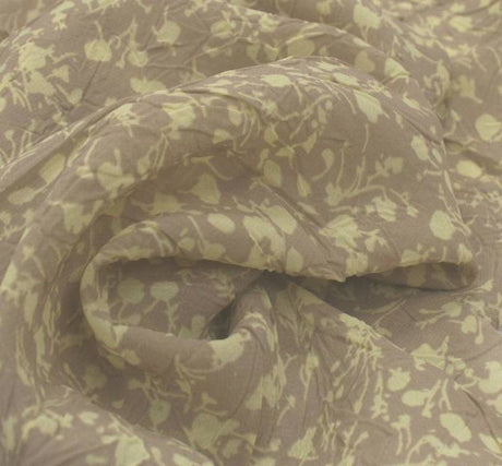 Chiffon Crinkle Print D#849-13132 100% Polyester Fabric - Taupe/Yellow, Crinkled Print, 53" Width (1 Yard)