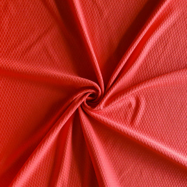 Athletic Mesh Dri-Fit Bubble Jacquard Poly Spandex Mesh Fabric in Chile Red
