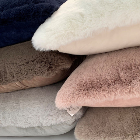 Soft Cozy Fuzzy Faux Fur Pillow - Faux Fur Fabric, Solid, 20" X 20", Black, Charcoal Gray, Offwhite, Silver, Mocha, Rose, Navy, Honey Gold, Teal Blue (1 Piece)