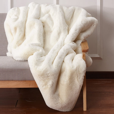 Soft Cozy Faux Fur Fabric - Offwhite, Chinchilla Rabbit Fur Look, 50" X 60" (1 Piece)