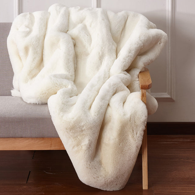Soft Cozy Faux Fur Fabric - Offwhite, Chinchilla Rabbit Fur Look, 50" X 60" (1 Piece)