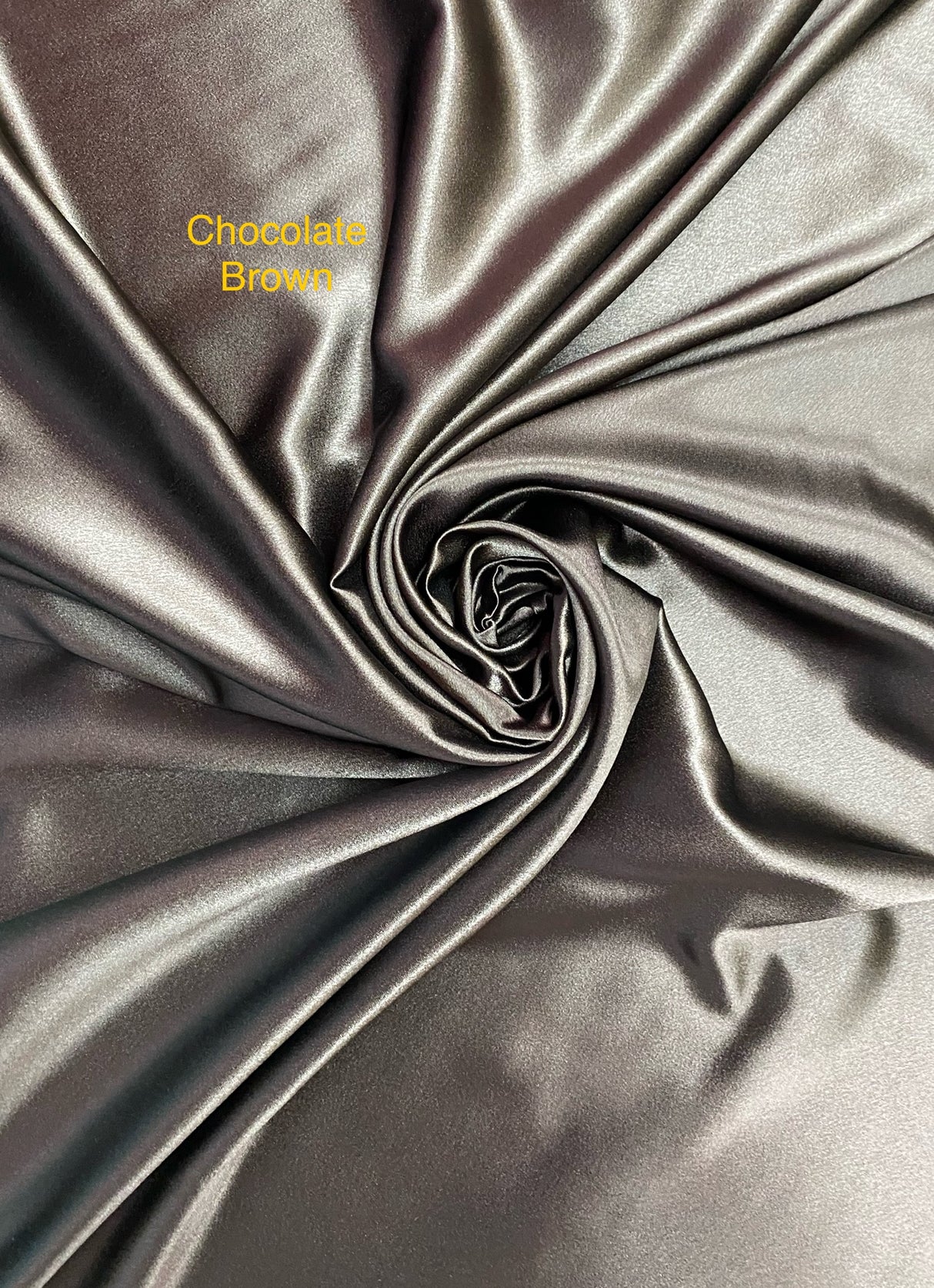 Crepe Satin Polyester Fabric - Chocolate Brown, 58" Width (1 Yard)