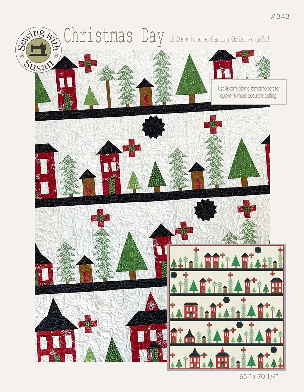 Christmas Day Quilt Pattern 65in x 54-1/2in