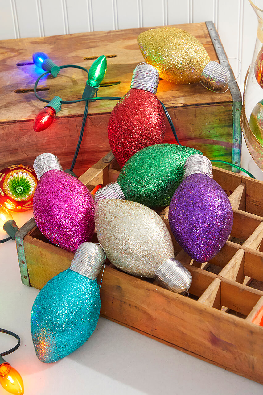 7" Teal Glitter Light Bulb Ornament