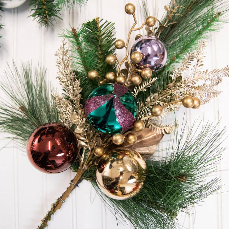 26” Christmas Pine Spray with Ornaments