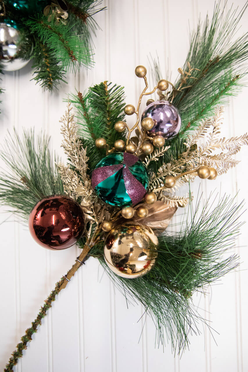 26” Christmas Pine Spray with Ornaments