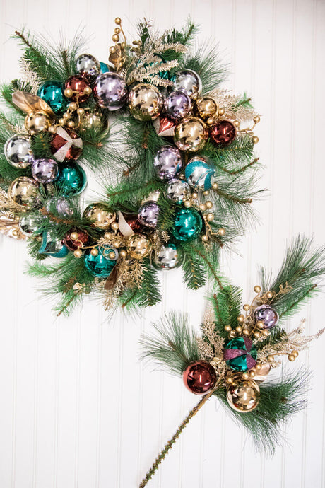 26” Christmas Pine Spray with Ornaments
