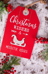 12” Wood & Metal Holiday Hanging Sign