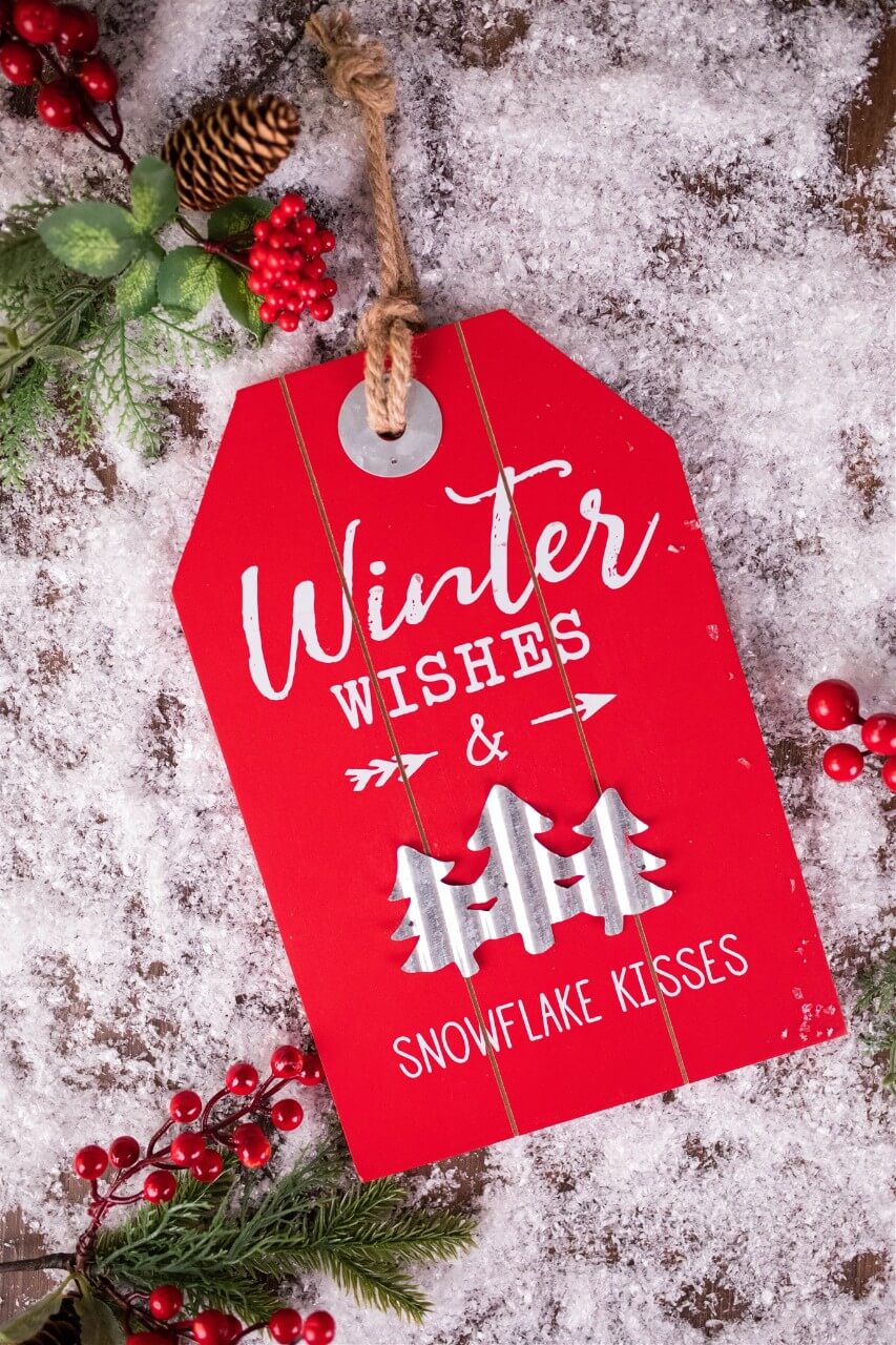 12” Wood & Metal Holiday Hanging Sign