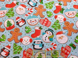 Quilting Cotton Christmas Cookies Gingerbread Holiday Print