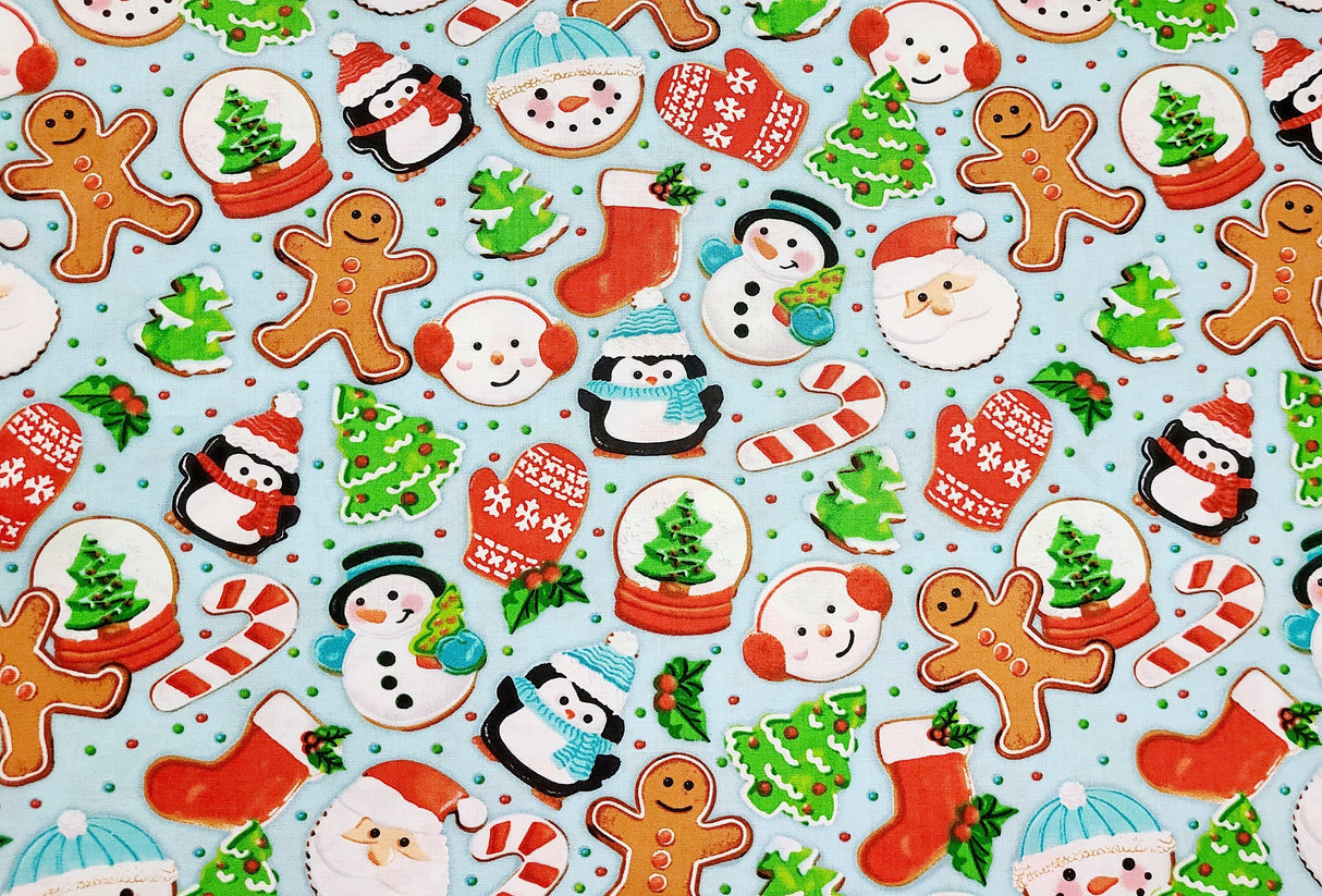 Quilting Cotton Christmas Cookies Gingerbread Holiday Print