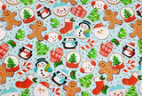 Quilting Cotton Christmas Cookies Gingerbread Holiday Print