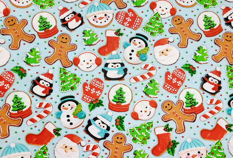 Quilting Cotton Christmas Cookies Gingerbread Holiday Print