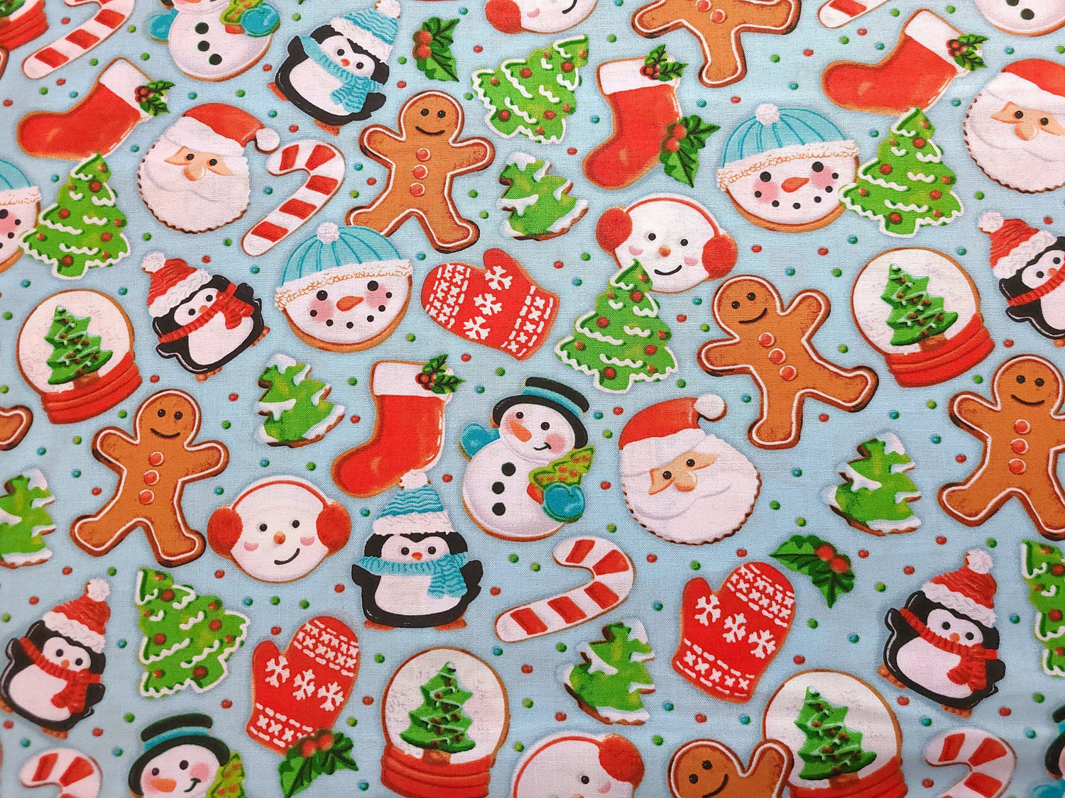 Quilting Cotton Christmas Cookies Gingerbread Holiday Print
