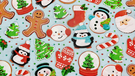 Quilting Cotton Christmas Cookies Gingerbread Holiday Print
