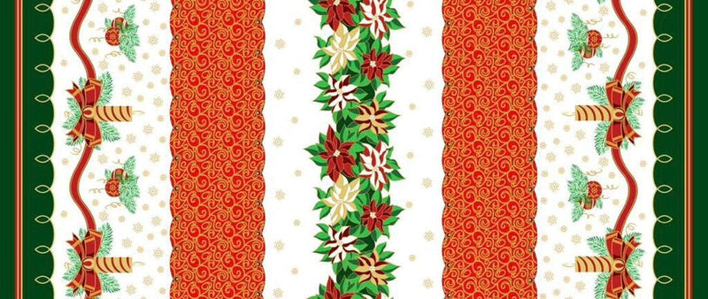 Christmas Poly Poplin Polyester Fabric - Festive Holiday Print, 60" Width (1 Yard)