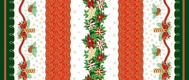 Christmas Poly Poplin Polyester Fabric - Festive Holiday Print, 60" Width (1 Yard)