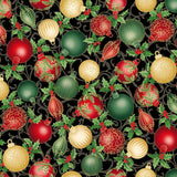 Quilting Cotton Christmas Splendor Holiday Black/Gold Hoffman Fabrics