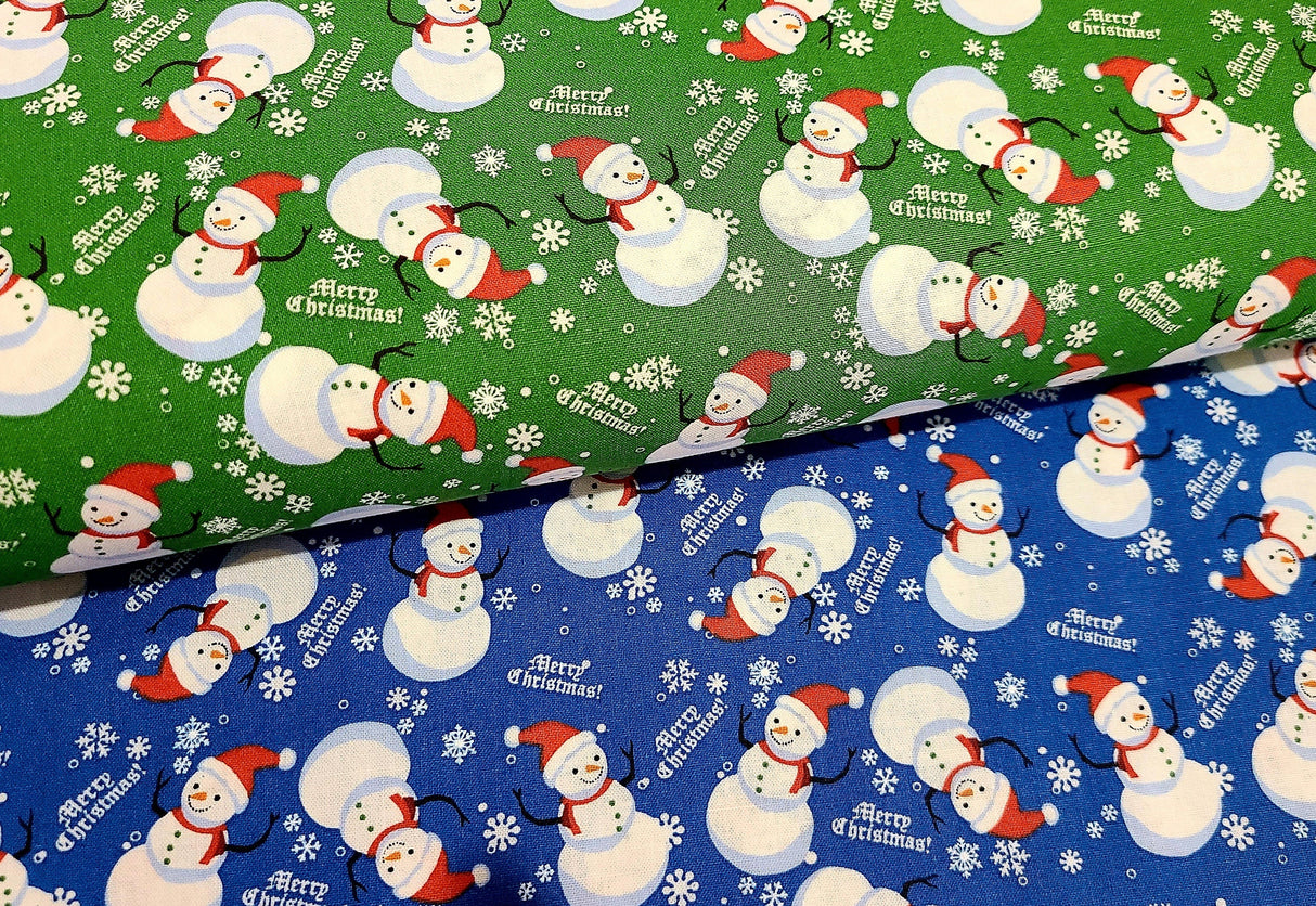 Quilting Cotton Snowman Christmas Fabric 100% Cotton