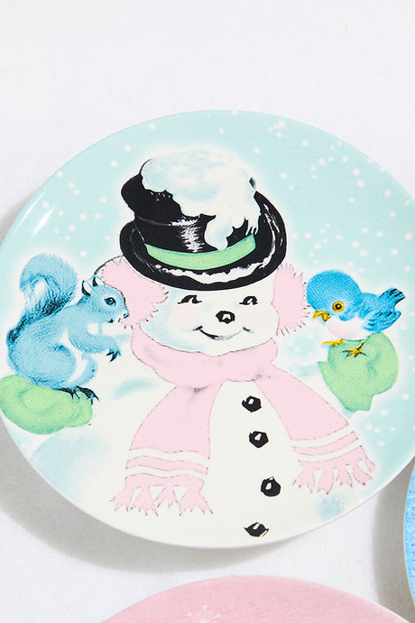 8" Vintage Round Christmas Plates - Set of 4