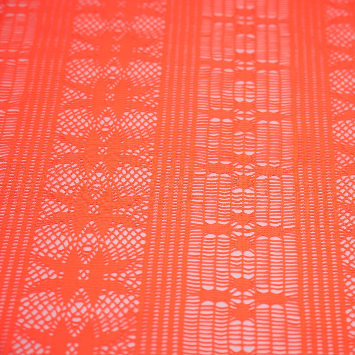 Cindy Knitted Stretch Lace Polyester Fabric - Black, White, Royal, Lime, Coral, 58/60" Width, 2-Way Stretch (1 Yard)