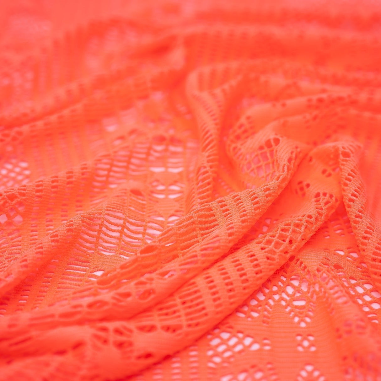 Cindy Knitted Stretch Lace Polyester Fabric - Black, White, Royal, Lime, Coral, 58" Width (1 Yard)