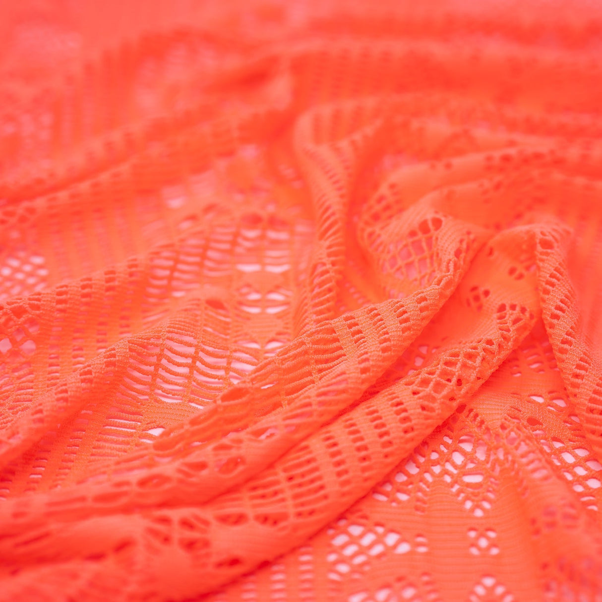 Cindy Knitted Stretch Lace Polyester Fabric - Black, White, Royal, Lime, Coral, 58/60" Width, 2-Way Stretch (1 Yard)
