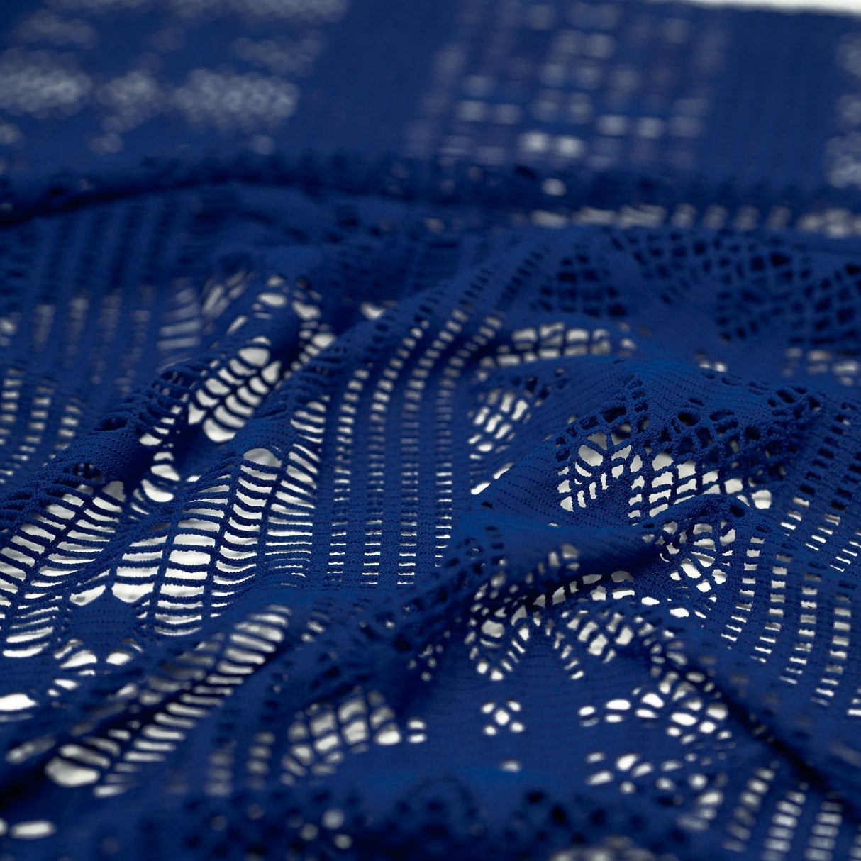 Cindy Knitted Stretch Lace Polyester Fabric - Black, White, Royal, Lime, Coral, 58/60" Width, 2-Way Stretch (1 Yard)