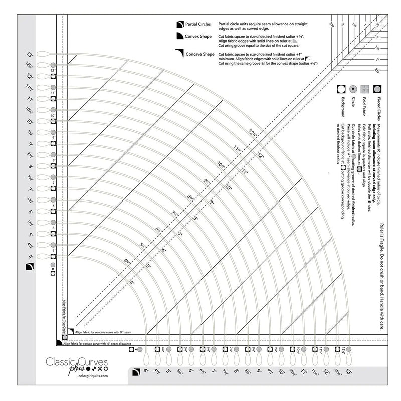 Acrylic Quilting Ruler Classic Curves Plus