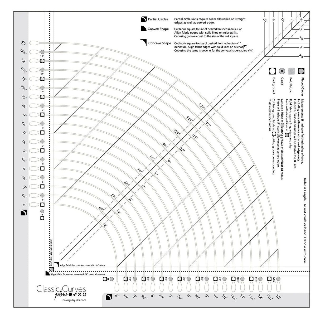 Acrylic Quilting Ruler Classic Curves Plus