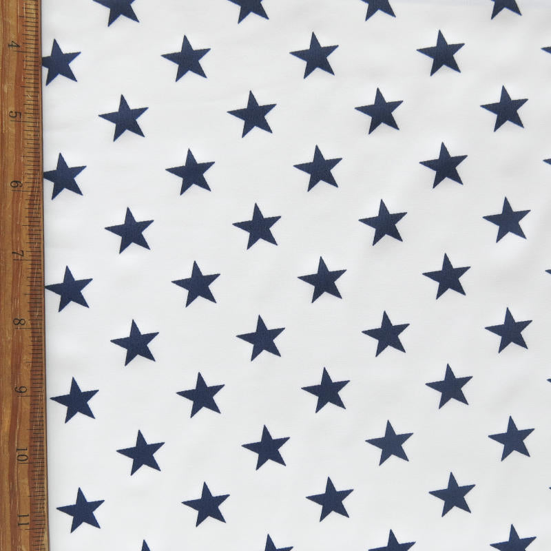 Swim Knit Poly Spandex Stars on White