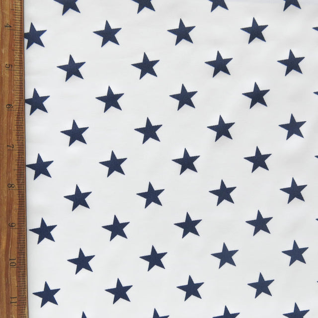 Swim Knit Poly Spandex Stars on White